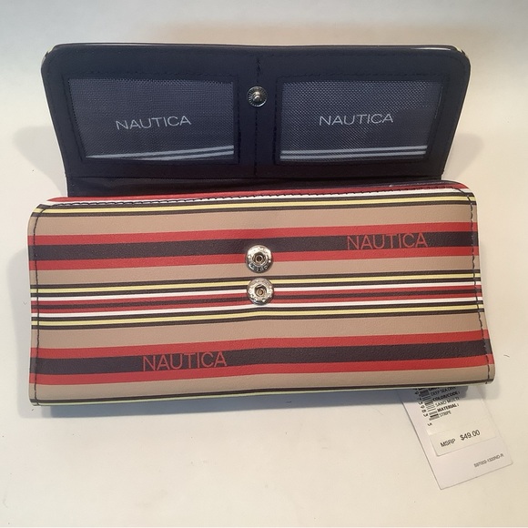 New Nautica Vegan Leather Women’s RFID Clutch Wallet Money Manager Deep Sea Dive - Picture 4 of 8